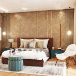 Beige Wall Panel Design Bed