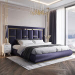 Geometrical Design Headboard Bed