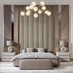 Gorgeous Luxury Bed with tall Wall panel headboard
