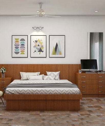 Wooden Finishes Wall Panel Bed