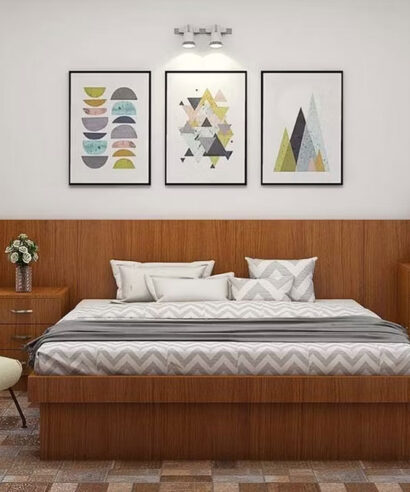 Wooden Finishes Wall Panel Bed