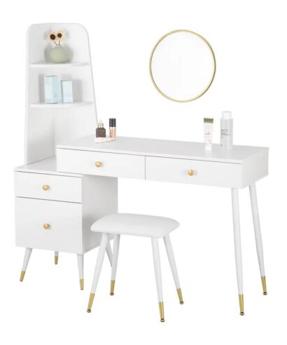 Baye Makeup Table with round Mirror