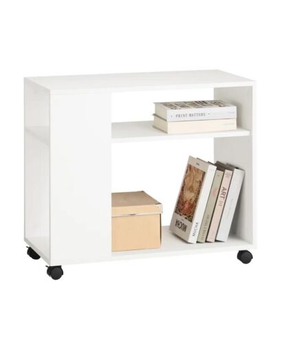 Portable Side Table with Storage Shelve