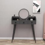 SAN Britley Dressing Table with Round Mirror