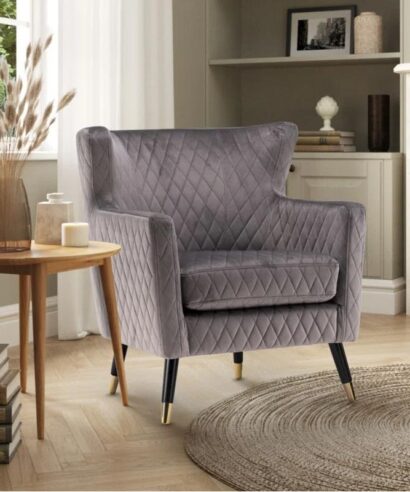 Square Arms Soft Velvet Contemporary Chair